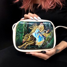 El Boyama “ıvan Tsarevich ve Gri Kurt” Desenli Kadın Omuz Çantası | Custom Art Tasarım Çanta