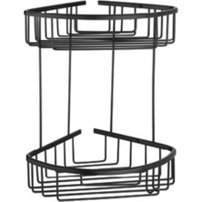 Çağdaş Banyo Ikili Köşe Süngerlik Şampuanlık Mat Siyah 18*18CM