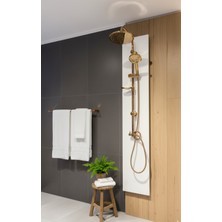 Emfa Aksesuar Bakır Duş Seti ve Batarya Rose Gold Duş Seti Tepe Yağmurlamalı Model Duş Başlığı