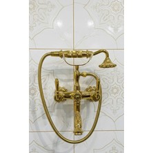 Emfa Aksesuar Gold Rustik Duş Seti Pirinç Materyal Eskitme Gold Duş Seti