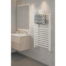 Sas Haus Petek Üstü Çok Amaçlı Banyo Rafı – Metal Havluluk & Düzenleyici Sepet 1 Adet Siyah