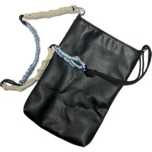 Makrome Askılı Siyah Urban  Minimalist  Kadın Omuz Çantası / El Yapımı tasarım Çanta