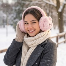Jolie Figürlü Soft Pelüş Kulaklık - Pembe