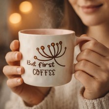 Evidea Kitchen It's Coffee Time Kupa - Beyaz / Pembe - 415 ml