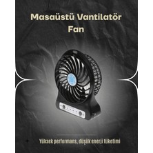 Byos Şarjlı USB Fan – Masaüstü Mini Vantilatör Taşınabilir Işıklı 3 Kademeli  - BY0026-5RJE3