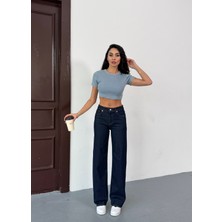 Noa Line Kadın Su Yıkamalı Lacivert Wide Leg Pantolon