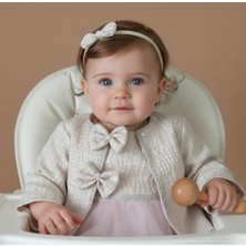 Baby Hola 0-24 Ay Kız Bebek Çocuk Ince Mantolu Özel Gün Bayramlık Abiye Dokulu Ceket Elbise 2'li Takım 1071