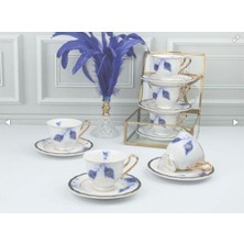 Roy King Roykıng Paulına Mavi Tüylü 6 Lı Kahve Fincan Takımı