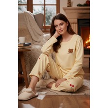 Remsa Kadın Desenli Kadife Kumaş Pijama Takımı 13313-2261 Sarı
