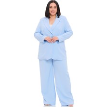 Disentis Modest Büyük Beden Tek Düğmeli Bebe Mavi Ceket Pantolon Ikili Takım