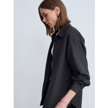 Dilvin 50525 Melanjlı Oversize Gömlek-Antrasit