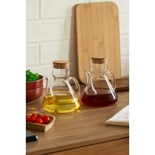 Porsima 6517 Mantar Kapaklı Borosilikat Cam 2li Yağlık Sirkelik Yağdanlık 500+500 ml