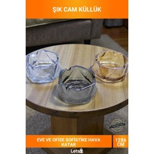 Letsii Lüks Modern Cam Küllük Geometrik Tasarımlı Dekoratif Sigara Küllüğü