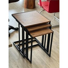 Nordica Ahşap Metal 3’lü Zigon Sehpa – Iskandinav Zarafeti ve Modern Fonksiyonellik