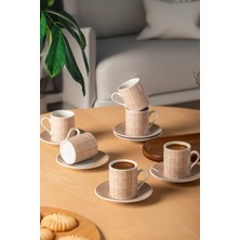 Porsima SD-210-5 Porselen 6 Kişilik Fincan Seti 12 Parça Türk Kahvesi Fincanı TAKIMI-100ML