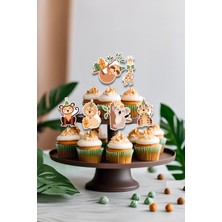 Niksy Design Safari Temalı 12 Adet Cupcake Süsü