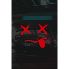 Quart Aksesuar 13 x 11 cm Dil Çıkaran Emoji Motor Araba Cam Sticker