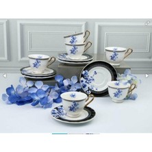 Roy King Roykıng Paulına Mavi Çiçekli 6 Lı Kahve Fincan Takımı