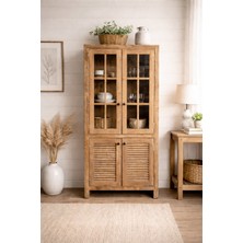 İZMİRMASİF Verona Country Vitrin – Masif Ahşap | 180×40×90 cm I Açık MEŞE rengi I çok amaçlı dolap.