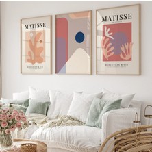 Pam Studio 3’lü Matisse Tarzı Modern Minimalist Poster Seti – Renkli Soyut Desenli Ahşap Çerçeveli Duvar Tablosu