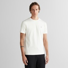 Gant Erkek Krem Relaxed Fit Bisiklet Yaka T-Shirt