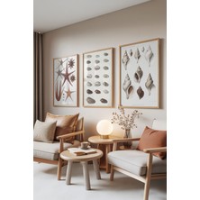 Zestia Ahşap Çerçeveli 3’lü Tablo Seti, Deniz Koleksiyonu – Vintage Çizim, Salon Set No: 30123