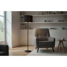 Ömür Avize Farell Siyah Ayaklı Silindir Şapka Lambader