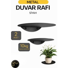 3art Metal Dekorasyon 2'li Set Metal Duvar Rafı Siyah - Modern Minimal Dekoratif Raf