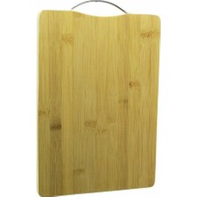 Go İthalat AHŞAP KOYU BAMBU KESİM PANOSU METAL KULPLU 24x34CM KALINLIK 1.8 CM (4989)