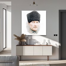 Myphotostation Atatürk Tasarımlı Dekoratif Temperli Cam Tablo, Modern Uv Baskılı Duvar Tablosu, Salon ve Ofis Için Şık Duvar Dekoru
