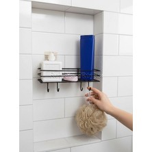 Renk Yapı Rüyası Yapışkanlı 4 Kancalı Banyo Rafı Mat Siyah Banyo Şampuanlık Duşakabin Duş Askısı
