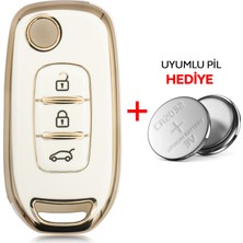 Megane4 Clio5 3 Buton Sustalı Nano Anahtar Kılıfı Beyaz
