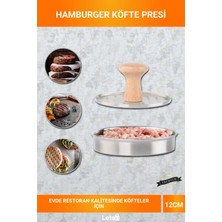 Letsii 12CM Paslanmaz Çelik Ahşap Saplı Hamburger Köfte Presi