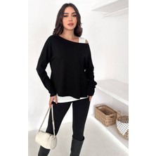 Açık Omuz Detaylı Atletli Salaş Bluz