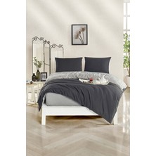 Homenup 150X200 Çift Kişilik Nevresim Takımı Lastikli Çarşaf Çift Yön Antrasit-Gri