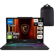 MSI Msı Cyborg 15 I7-13620H 40-Gbddr5 1 Tbssd RTX5060 (8GB-GDDR7-55W) 15.6" Fhd 144Hz Ips-Level Windows 10 Home + Hmf Sırt Çantası B13WFKG-495XTRHMF52