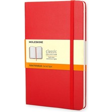 Moleskine Klasik Sert Kapak Çizgili Defter Cep Boy 9X14 Cm. 192 Sayfa Kızıl Kırmızı