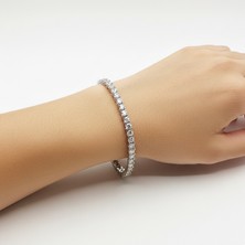 Angelviva 925 Ayar Gümüş Beyaz Zirkon Taşlı Su Yolu Kadın Bileklik Doğum Günü, Yıldönümü Hediyesi 18.5 cm