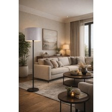 Ömür Avize Farell Siyah Ayaklı Silindir Şapka Lambader