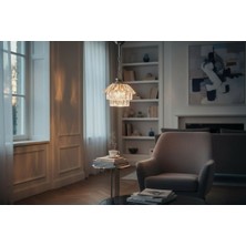 Ömür Avize Arya Gri Askılı Kristal Taşlı Avize