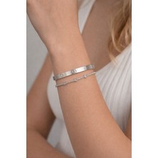 Ares 01 Store Kararmaz Çelik Kelepçe ve Taşlı Bileklik Ikili Kombin