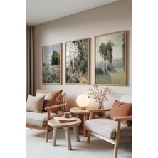 Zestia Ahşap Çerçeveli 3’lü Tablo Seti, Klasik Manzara – Soft Tonlar, Salon Set No: 30120
