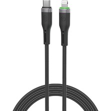 Wiwu WI-C070 Orginlink Seri LED Göstergeli Type-C To Lightning Pd Data ve Şarj Kablosu 27W 1m Siyah