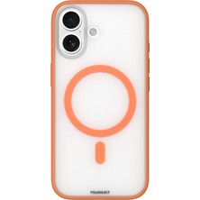 iPhone 17 Uyumlu Kılıf M-Safe Şarj Özellikli Youngkit Clear Serisi Kapak Turuncu