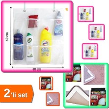 Hereveoyuncak 8 Cepli Askılı Mutfak Banyo Düzenleyici File + 8 Adet Flamme Halı Kaydırmaz Pedler - 2li Set J0R6B7