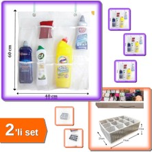 Hereveoyuncak 8 Cepli Askılı Mutfak Banyo File Organizer + Pratik 12 Bölmeli Çekmece Düzenleyici - 2li Set B8G0P4