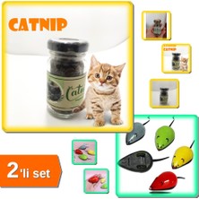 Hereveoyuncak Catnip Doğal Kedi Otu - Kedi Nanesi + Kedi Oyuncağı Çek Bırak Fare - 2li Set R5D7A6