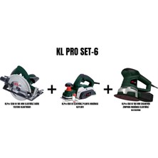 Klpro Set-6 (1350 W 185 mm Elektrikli Daire TESTERE+850 W Planya MAKİNASI+450 W 150 mm Eksantrik Zımpara Makinası)