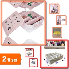 Hereveoyuncak Bijuteri Mücevher Saklama Kutusu + 12 Bölmeli Çekmece Düzenleyici Organizer - 2li Set B2B3P0
