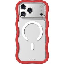 iPhone 17 Pro Uyumlu Kılıf M-Safe Şarj Özellikli Youngkit Wave Clear Serisi Kapak Kırmızı